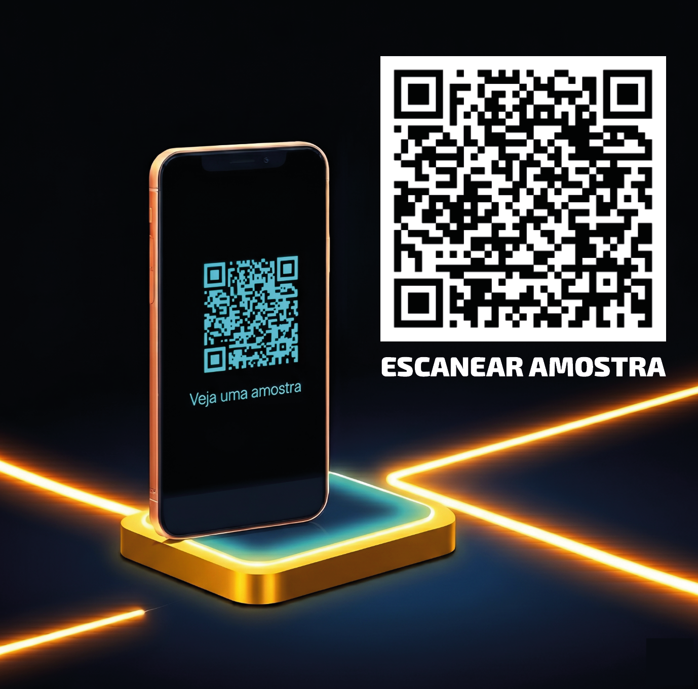 Pessoa escaneando QR Code de troféu Smart com smartphone